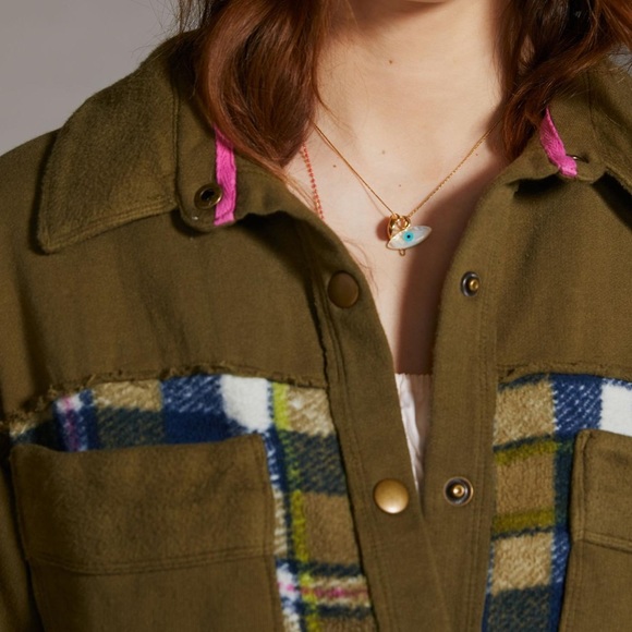 NWOT Anthropologie Pilcro Plaid Contrast Shirt Jacket Z491 - Picture 3 of 8